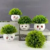 Flores Artificiales Falsas Muebles para el Hogar Adornos de Mesa Balcón Flores de Plástico Planta Verde Falsa Adornos de Plantas en Maceta Mini Decoraciones Bonsái