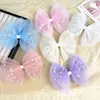 Pasador de Malla Estéreo con Lazo de Perlas Todo Fósforo Temperamento Princesa Clip Superior para el Cabello Accesorios para el Cabello de Niñas para Espectáculo Escénico