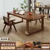 Escritorio grande largo para sala de estar, mesa grande de madera maciza, mesa de comedor rectangular, banco de trabajo, escritorio para estudio en casa y oficina estilo mid-century