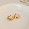 Pendientes de Frijol Gota de Aceite Chapados en Oro Real de Lujo Ligero Estilo Francés para el Trabajo, Pendientes Versátiles Casuales, Pendientes Simples y Únicos para Mujer
