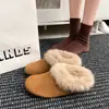 Pantuflas de Medio Pie Birkenstock Peludas Casuales para Mujer Ropa de Exterior 2026 Nuevo Otoño/Invierno Sin Cordones Cálidas para Persona Perezosa de Punta Cerrada Pantuflas de Algodón