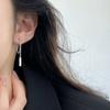Nalan Plata de ley S925 fresca y dulce estilo ins diseño nicho colgante rectangular aretes de borla M06440