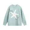 Suéter de Pelúcia Estrela do Mar Outono e Inverno Novo para Mulheres, Roupa de Casal, Estilo Retrô Americano de Alta Qualidade, Tricô de Estilo Solto e Preguiçoso, Tendência