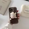 Adecuado para iPhone 15 Pro Max Felpa Funda para Teléfono Móvil Muñeca Muñeca DIY Manzana 14 Dibujos Animados Linda Funda para Teléfono Móvil