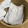Pijama Chanel a Rayas Azules para Mujer, Conjunto de Dos Piezas de Verano con Pantalón Corto y Ribete de Encaje, Ropa de Casa Casual Holgada para Mujer