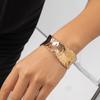 Pulsera Transfronteriza Europea y Americana de Joyería Punk Metal Forma de V Ranurada Cara de Cáñamo Personalidad Hip-hop Apertura Irregular Pieza de Mano