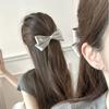 Horquilla de lazo para mujer, parte posterior de la cabeza, clip de resorte, coleta alta, bobina de temperamento plateado, pinza para el cabello de gran sentido, tocado