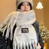Cachecol de Caxemira Macio e Ceroso para Mulheres Inverno Estilo Coreano Cachecol Quente de Tricô com Franjas