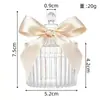 Tarro de dulces de boda con forma de lazo estilo Ins, caja de dulces de plástico transparente, caja de regalo de recuerdo de boda con lazo blanco roto y verde guisante