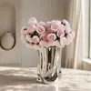 27 Ramos Pequeños de Flores Artificiales de Peonía con Juego de Jarrón para Decoración del Hogar, Flores para Bodas, Ramo de Flores de Seda para Mesa de Comedor al por Mayor