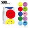 500 pegatinas/rollo pegatinas de cara sonriente color mixto pegatinas de cara de expresión de dibujos animados pegatinas decorativas autoadhesivas pegatinas de elogio y ánimo