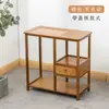 Mesa auxiliar de estilo chino para té, mesa de té, soporte para té con hervidor integrado, estante de almacenamiento de té para uso en oficina y hogar, unidad de almacenamiento pequeña