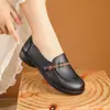Zapatos de Madre de Estilo Nuevo con Suela Suave y Superficie Suave para Mujeres de Mediana Edad y Mayores, Zapatos Casuales de una Sola Pieza, Zapatos de Cuero, Zapatos Antideslizantes de Suela Plana para Personas Mayores