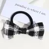 Estilo Coreano Gentil Pied-de-poule Laço para Cabelo Elegante Clássico Estilo Coco Chanel Laço de Couro com Pérolas Acessórios de Cabelo Estiloins