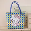 Bolsa Tejida Gatito Colorido Dopamina Cesta de Verduras Tejida a Mano Bolsa Cesta de Regalo Navideño Bolso de Mano para Niñas