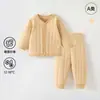 Conjunto de Ropa Interior Acolchada de Algodón Puro Color Jengibre Cálido para Primavera y Otoño para Niños, Niños y Niñas, Conjunto de Ropa de Algodón Separado para Recién Nacidos