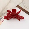 Presilha de Cabelo de Acetato Laço Vermelho de Ano Novo Transfronteiriça Presilha de Cabelo Borboleta Vermelha Festiva Presilha Tubarão Elegante Acessório de Cabelo
