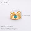 Anillo de Piedra Natural Europeo y Americano Ajustable Retro Personalidad Tendencia Anillo de Acero Inoxidable de Alta Gama para Verano Mujeres