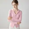 Suéter cardigan com capuz Conyson 100% cashmere puro para mulheres, jaqueta slim fit com zíper, peça básica que valoriza a silhueta