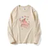 Estilo Nuevo de Primavera y Otoño, Diseño con Estampado de Elefante de Dibujos Animados, Estilo Lindo y Dulce, Camiseta Versátil de Manga Larga, Top Casual para Exteriores