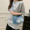 Bolso de mezclilla lavado de moda estilo coreano con bloques de color modernos 2026 nuevo bolso cuadrado pequeño ligero bolso cruzado casual para mujer