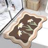 Alfombra de barro de diatomeas con dibujos de flores lindas transfronterizas para baño, cocina, alfombra de suelo antideslizante, absorbente y de secado rápido