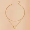 Nueva Joyería Transfronteriza Europea y Americana, Cadena para Clavícula de Mujer de Estilo Cool Ins Multicapa Geométrica Circular Simple y a la Moda