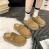 Sandálias de enfiar estilosas com lenço de cabeça, estilo preguiçoso, novidades de verão 2026, sola grossa, que aumenta a altura, peça única, estilo Birkenstock, chinelos semiabertos