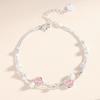 Nova Pulseira de Garra de Gato Rosa Feminina Estilo Verão Ins Luxo Leve Versátil Contas Foscas Coração de Menina Joia de Mão Venda por Atacado