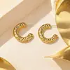 Pendientes de Aro C con Patrón de Diamante, Estilo Exquisito y Lujoso, Patentados Transfronterizos, No se Desvanecen, Envío Directo de Una Pieza, Fábrica de Origen de Medida