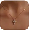 Exquisito Collar de Cruz Europeo y Americano Transfronterizo para Mujer Chapado en Oro de 14K Moda en Capas Colgante de Alta Gama
