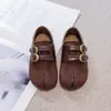Zapatos Birkenstock Retro para Niñas 2026 Nuevo Otoño Correa Doble Hebilla Planos Mary Janes Zapatos Pequeños de Piel Marrones para Niños Slip-ons