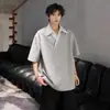 Camiseta Falsa de Dos Piezas de Manga Corta para Hombre, Camisa Polo Rayada de Bloques de Color de Estilo Americano de Verano, Top Elegante y Versátil de Media Manga