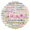 60 piezas de pegatinas florales transparentes, frescas y artísticas, perfectas para decorar diarios, libretas e incluso tazas térmicas y iPads