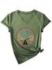 Verano Ebay Estación Independiente Moda Casual en un Desierto Oscuro Camiseta de Manga Corta con Cuello en V para Mujer Exportación