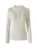 2613705-16-camisa base de otoño para mujer, de punto fino de 16 agujas, textura de lino ultrafino, corte ajustado, con cuello polo