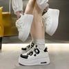 Zapatos blancos de suela gruesa para mujer, primavera y otoño 2025, nuevos, combinan con todo, explosiones, zapatos de panda, adelgazantes, nicho, casuales, zapatos de plataforma