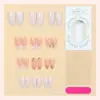 Venta Caliente Transfronteriza Uñas Portátiles al por Mayor Francesas 3D Pegamento Concha Forma Almendra Puntas de Uñas Portátiles Sensación de Alta Gama Uñas Postizas