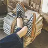 Zapatos de Lona a Cuadros Blanco y Negro Estudiantes Femeninas Estilo Retro Hong Kong Versátiles Zapatos de Patineta Estilo Coreano Estilo Harajuku ulzzang Zapatos Casuales