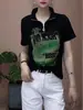 Camiseta Casual de Manga Corta de Algodón Puro con Media Cremallera para Mujer, Moda de Verano Versátil de Corte Ajustado, Top Rejuvenecedor