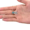 Colar de flor azul e branca cintilante para mulheres, luxo leve, estiloso, requintado, corrente de clavícula de alta qualidade, galvanizado e não desbota