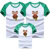 Venta al por mayor Nueva camiseta de algodón de manga corta con ciervo para correr para padres e hijos de verano decoración completa del hogar manga raglán ropa infantil entrega de una pieza