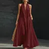 Modelo Novo Transfronteiriço Europeu e Americano Verão 2026 Vestido Casual Feminino Cor Sólida Decote V Novo Produto Amazon Tiktok