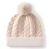 Nuevo gorro de punto trenzado de cachemira con pompón, sombrero cálido y a prueba de frío, cobertura para la cabeza simple y versátil para exteriores, gorro para ciclismo en clima frío