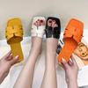 Pantuflas de Mujer 2022 Verano Cuero para Exterior Cabeza Cuadrada Sandalias de Mujer Comercio Exterior Perezosas Talla Grande Zapatos de Playa
