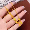 Latão com Alta Retenção de Cor Dourado Banhado em Ouro Cabacinha Atrai-Fortuna Paz e Alegria Colar Pulseira para Mulheres Versátil Luxo Leve Corrente de Clavícula na Cor Dourada