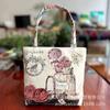 Bolso de Mano Estilo Étnico Bolso de Tela de Arena Bordado Bolso de Tela Mini Casual Fresco Bordado de Hilo Dorado por Ambos Lados Bolso Hanfu