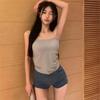 Camisola plisada de seda de hielo 2022 Ropa interior para niña Verano Ropa exterior Top con almohadilla en el pecho Ropa interior deportiva para mujer de chica sexy