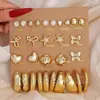 Set de Miniaretes Sencillos Estilo Coreano Más Vendido Transfronterizo, 30 Pares, Aretes de Flor Perla Corazón para Mujer al por Mayor