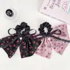 Diadema de Scrunchie de Lujo con Estampado de Rosas de Moda, Versátil Lazo para el Cabello, Accesorio para Cola de Caballo